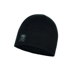 Buff Knitted & Polar Hat Solid Black Muts