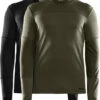 Craft Core 2-Pack Baselayer Thermoshirt Lange Mouwen Groen/zwart Heren